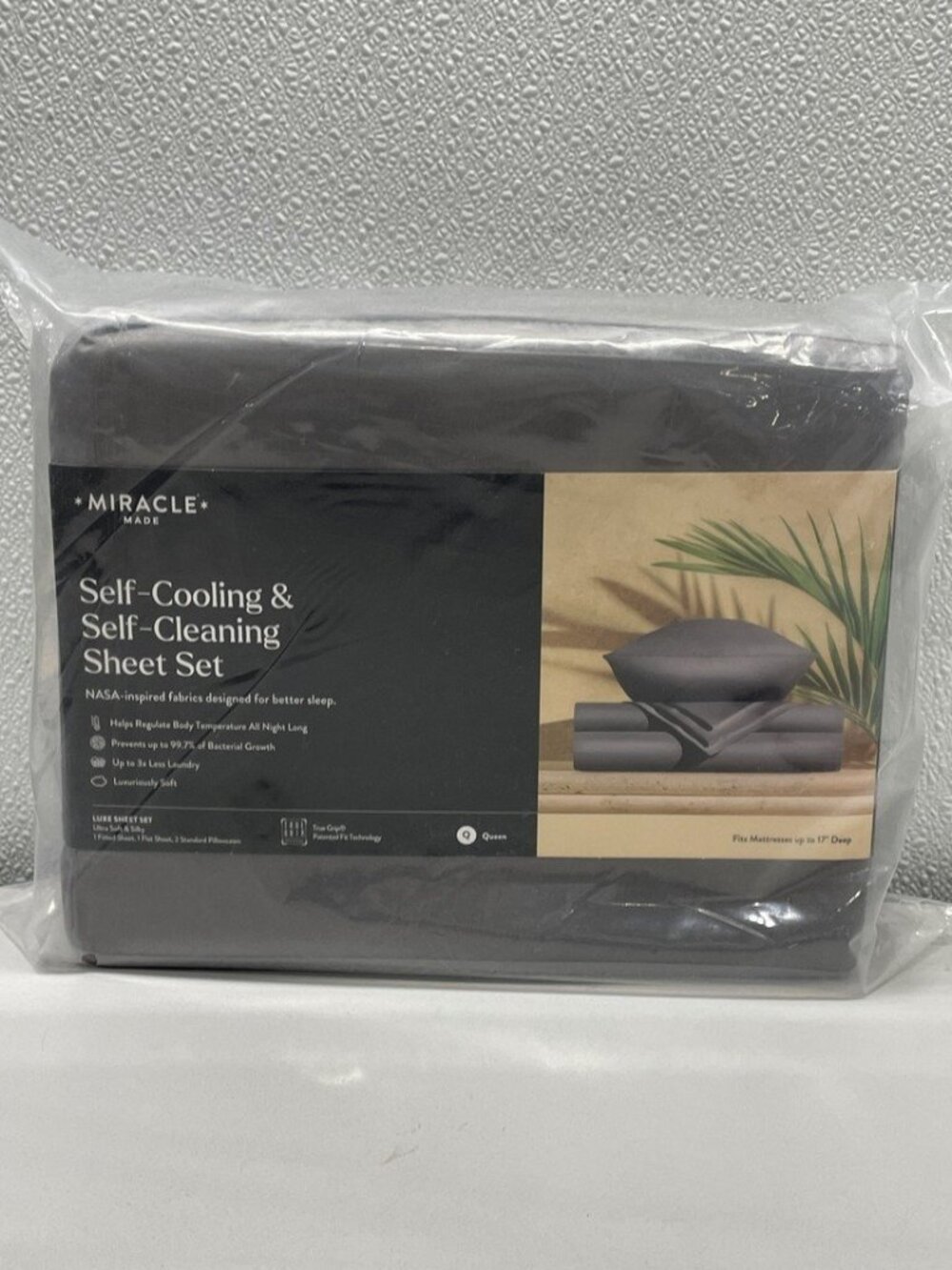 Miracle Made Cooling Sheet Set Queen Grey Sealed